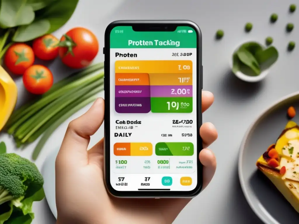 App de seguimiento de macros: pantalla vibrante de alta resolución