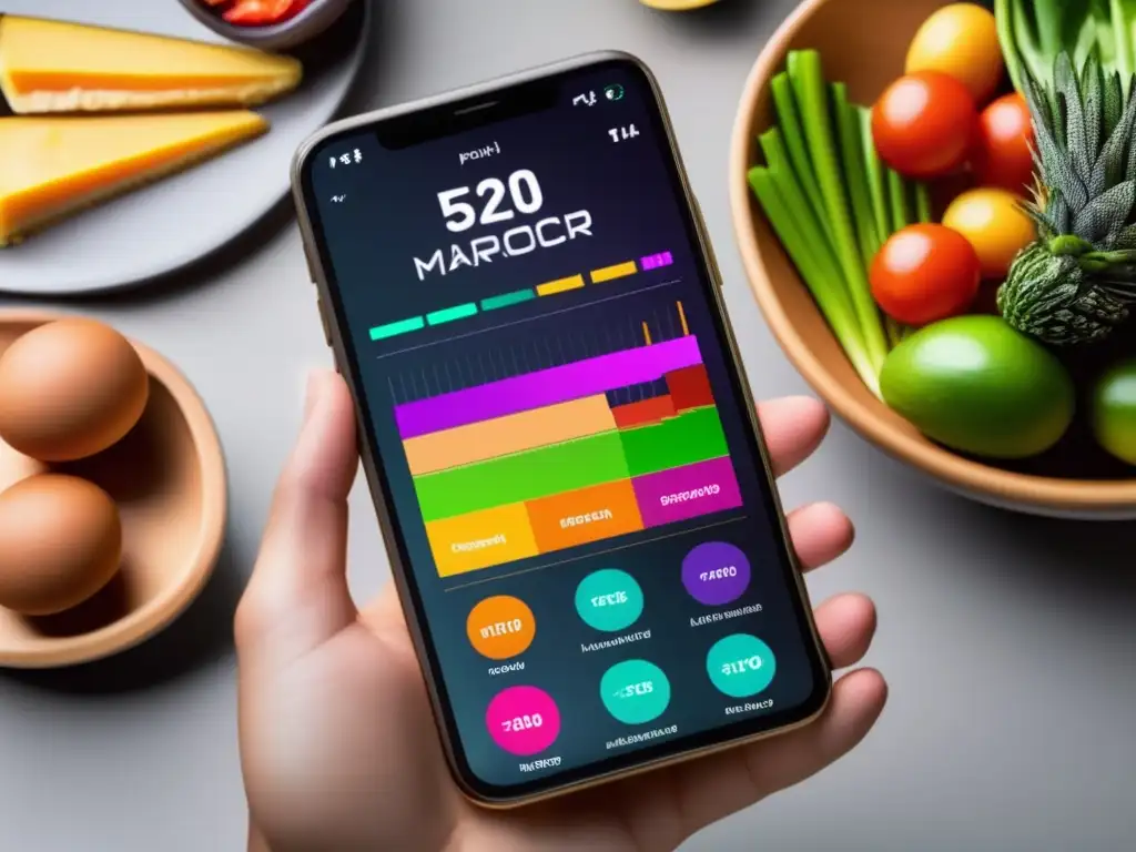 App de seguimiento de macros: diseño moderno y vibrante
