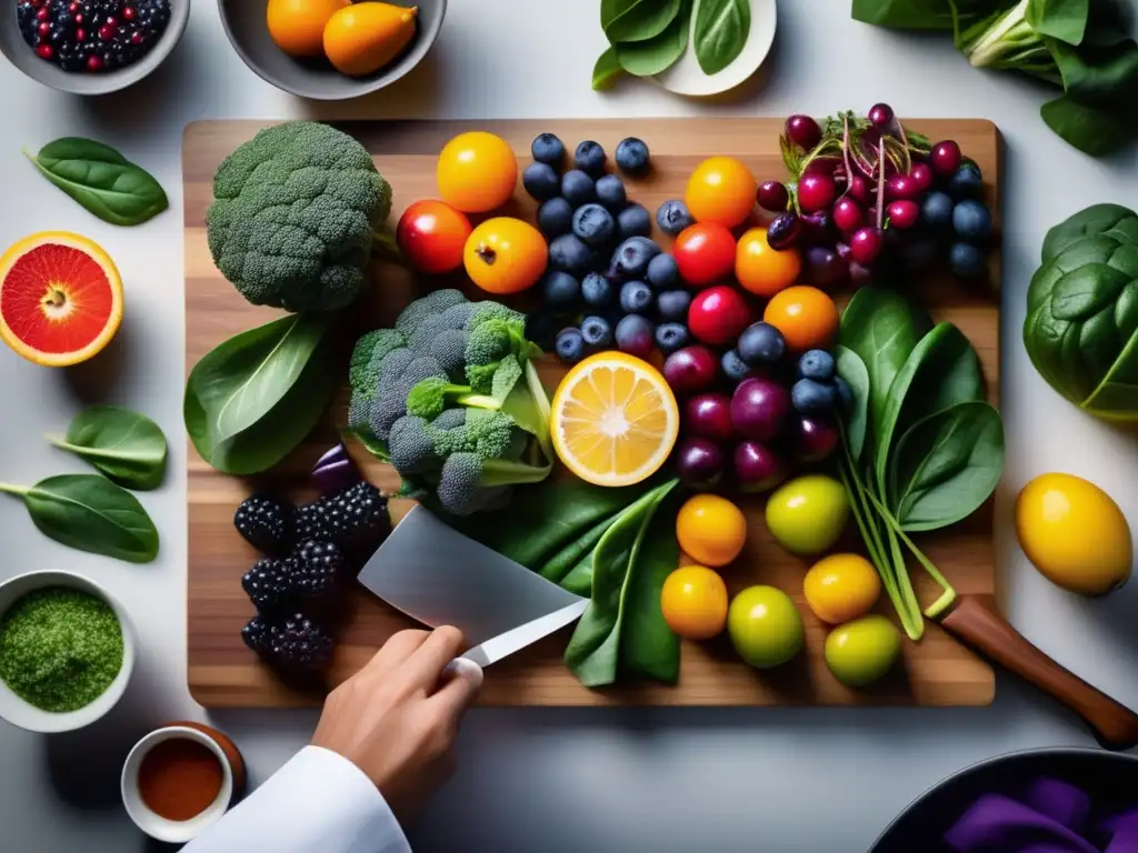 Un chef experto prepara una colorida y antioxidante receta de cocina para prevenir el envejecimiento prematuro.