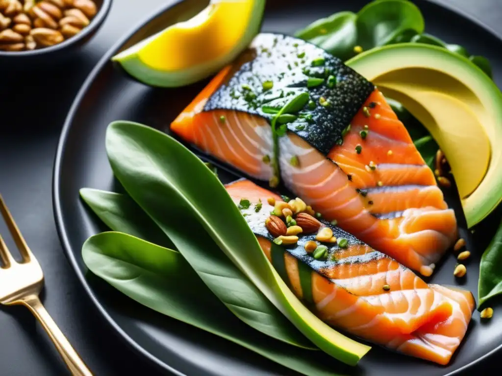 'Una composición artística de alimentos ricos en omega 3 que resaltan sus beneficios para la salud.'