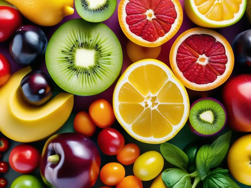 Patrón de Frutas y Verduras Frescas en Alta Resolución