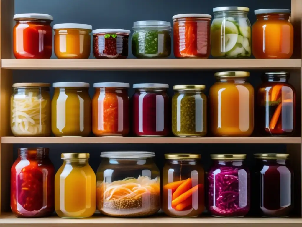 Una composición moderna y colorida de alimentos fermentados resalta la diversidad y belleza de los productos. <b>Sostenibilidad alimentaria.