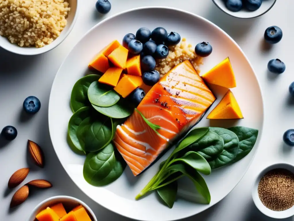 Plato vibrante con alimentos saludables