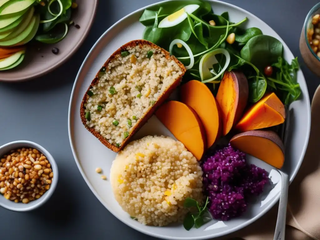 Una deliciosa y colorida comida balanceada con carbohidratos aliados para controlar la diabetes.