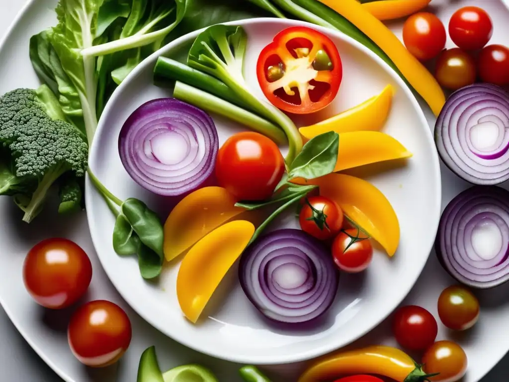 Una deliciosa y colorida ensalada de vegetales frescos, ideal para diabéticos controlados.