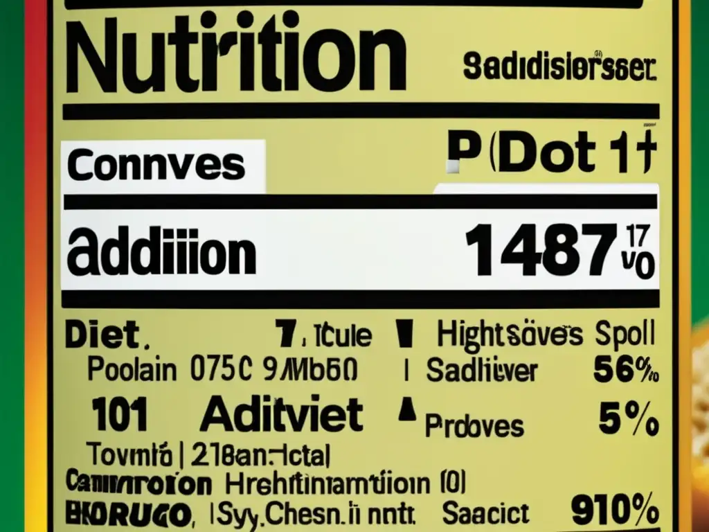 Etiqueta nutricional detallada: ingredientes y aditivos claramente legibles