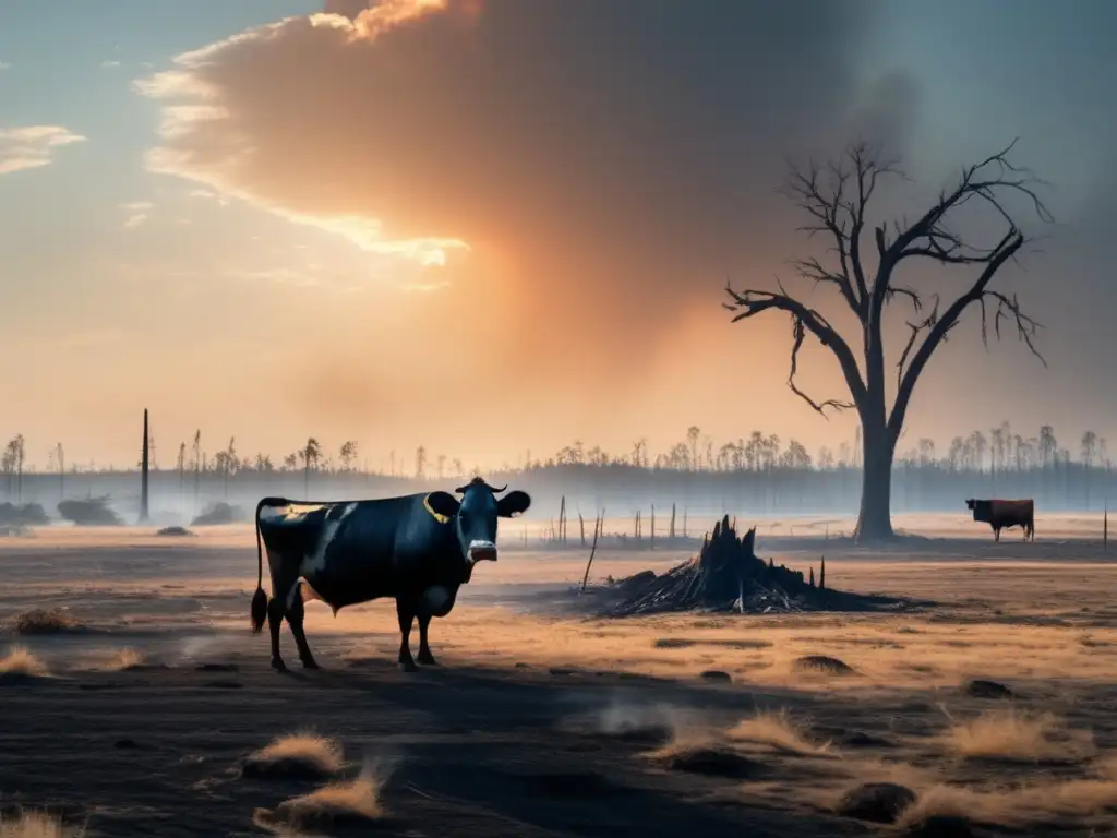 Desolación: vaca solitaria en tierra deforestada