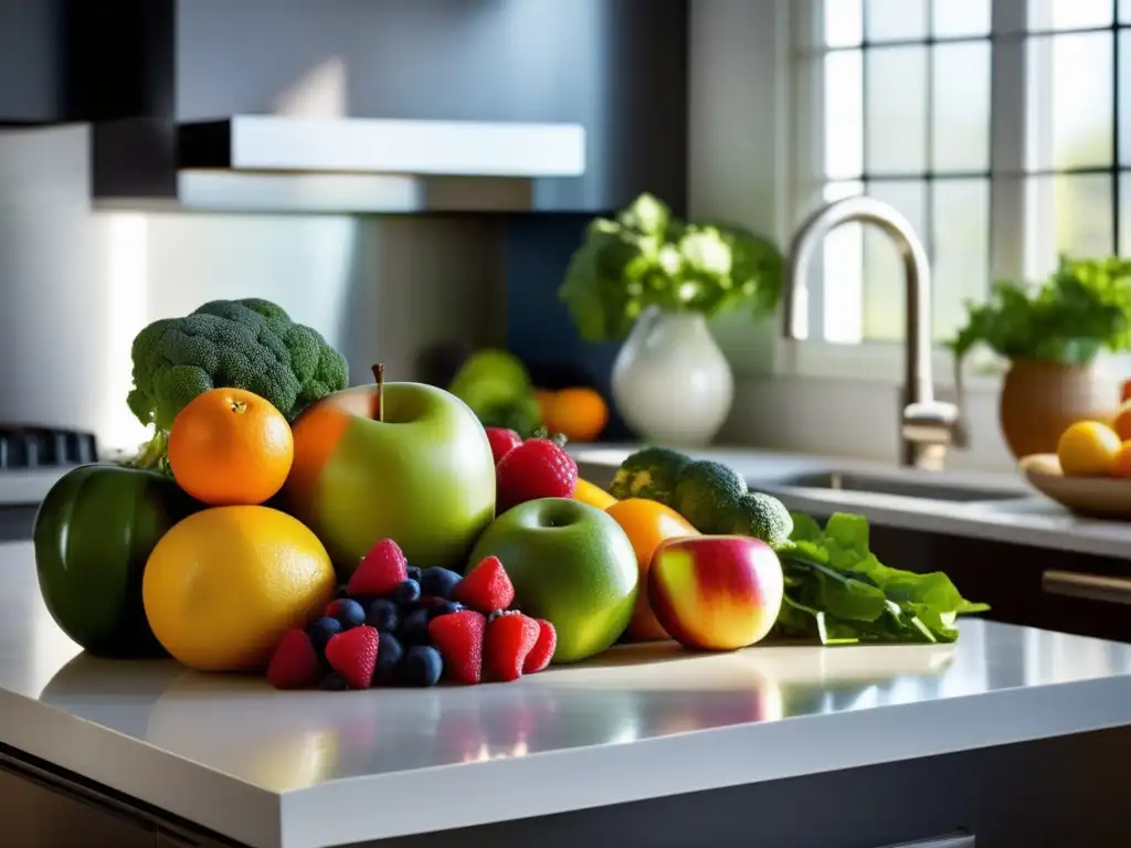 Una exquisita y colorida selección de frutas y verduras frescas, perfecta para bebidas seguras para diabéticos.