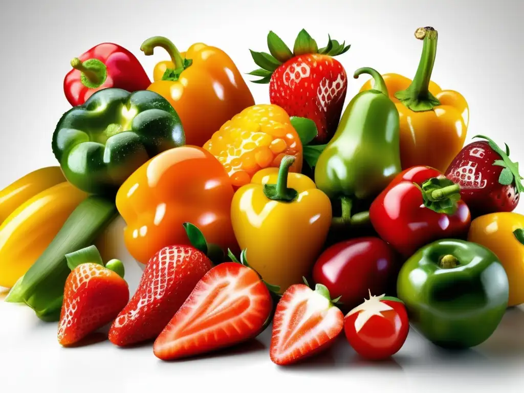 Exhibición fresca de frutas y verduras