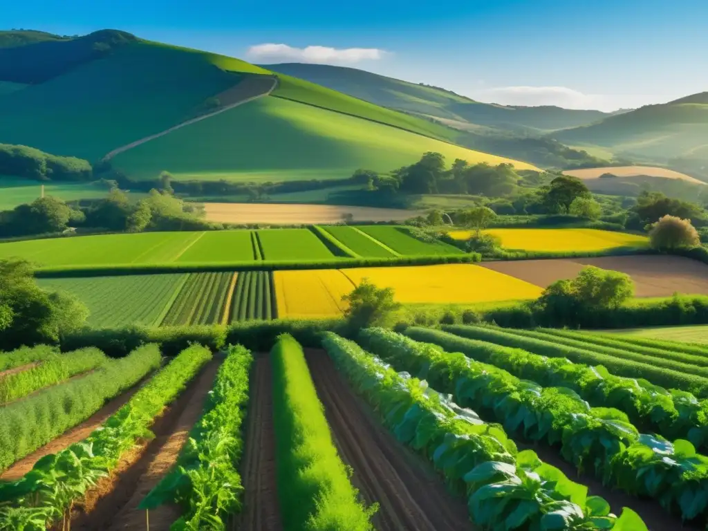 Una exuberante y diversa imagen agrícola muestra la abundancia y la belleza natural. <b>Consecuencias cambio climático en alimentación.