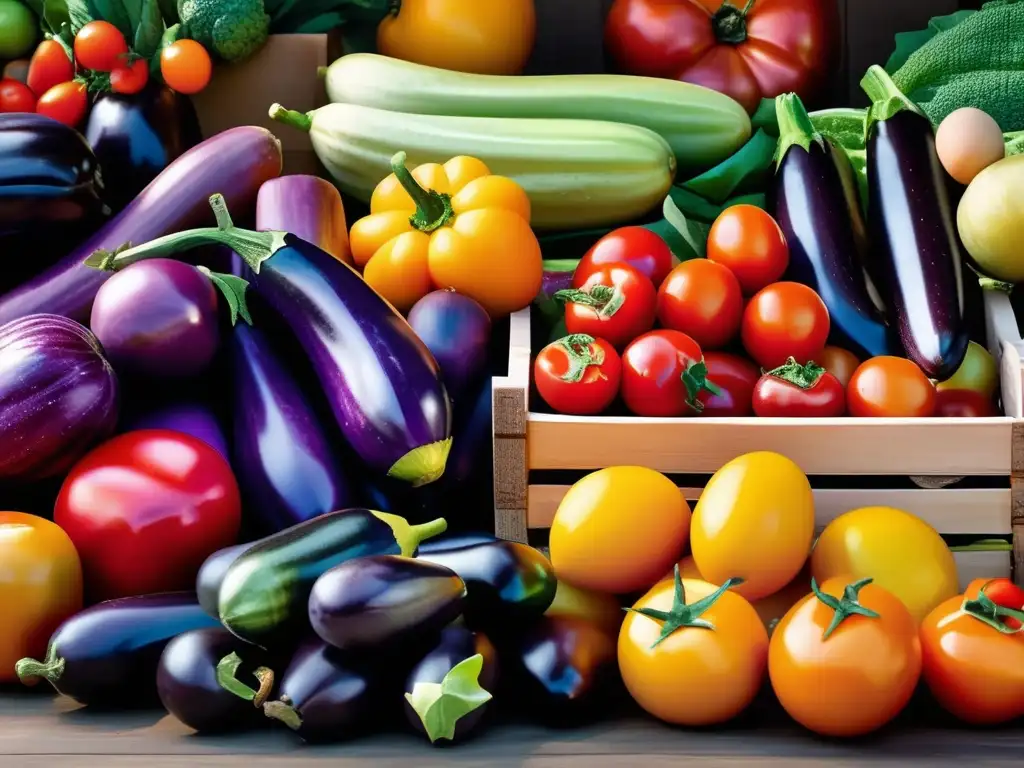 Variedad vibrante de frutas y verduras frescas en el mercado