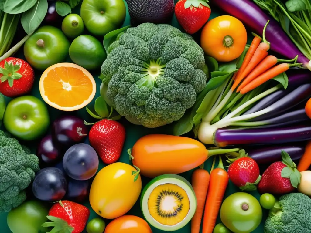 Un festín de colores y frescura en una composición de frutas y verduras. <b>Manejo nutricional de alergias alimentarias.