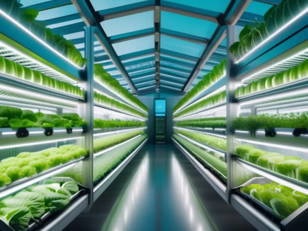 Granja vertical 8k: Futurista y sostenible Una granja vertical de última generación con cultivos vibrantes y una atmósfera futurista, resaltando la sostenibilidad alimentaria.