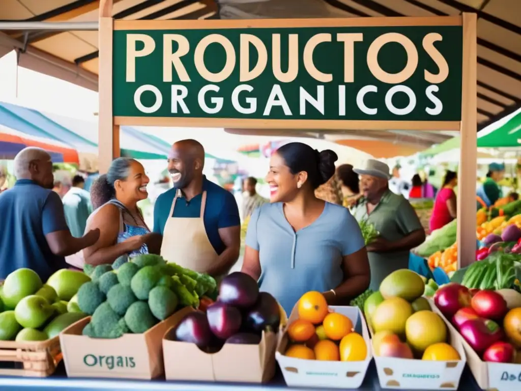 Mercado orgánico vibrante: diversidad, frescura y comunidad