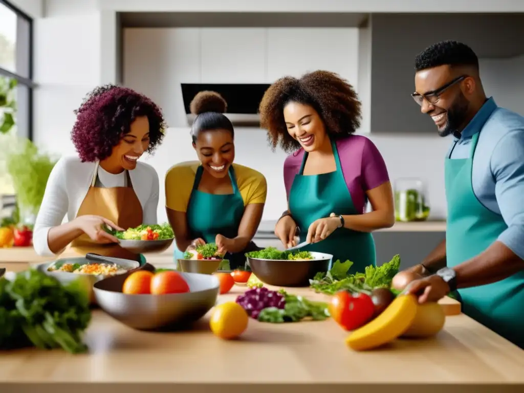 Cocina moderna: preparando y disfrutando una comida saludable en comunidad