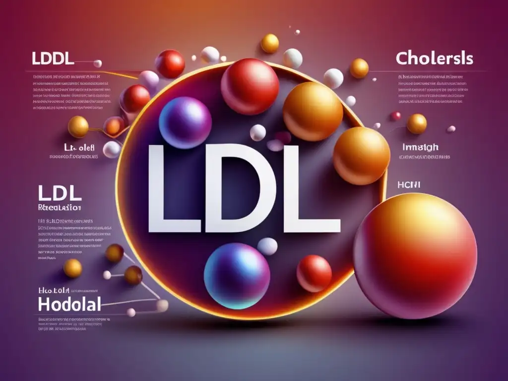 Una ilustración moderna y detallada de las diferencias entre LDL y HDL, con colores vibrantes y un estilo científico.