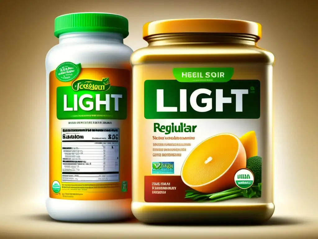 Comparación detallada: Light vs Regular - Aditivos en la mira Una imagen detallada muestra dos productos idénticos, uno