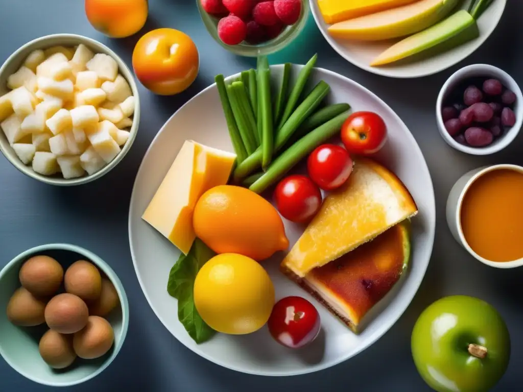 Una imagen detallada y vibrante muestra alimentos procesados junto a frutas y verduras orgánicas marchitas, resaltando los beneficios de la alimentación orgánica saludable.