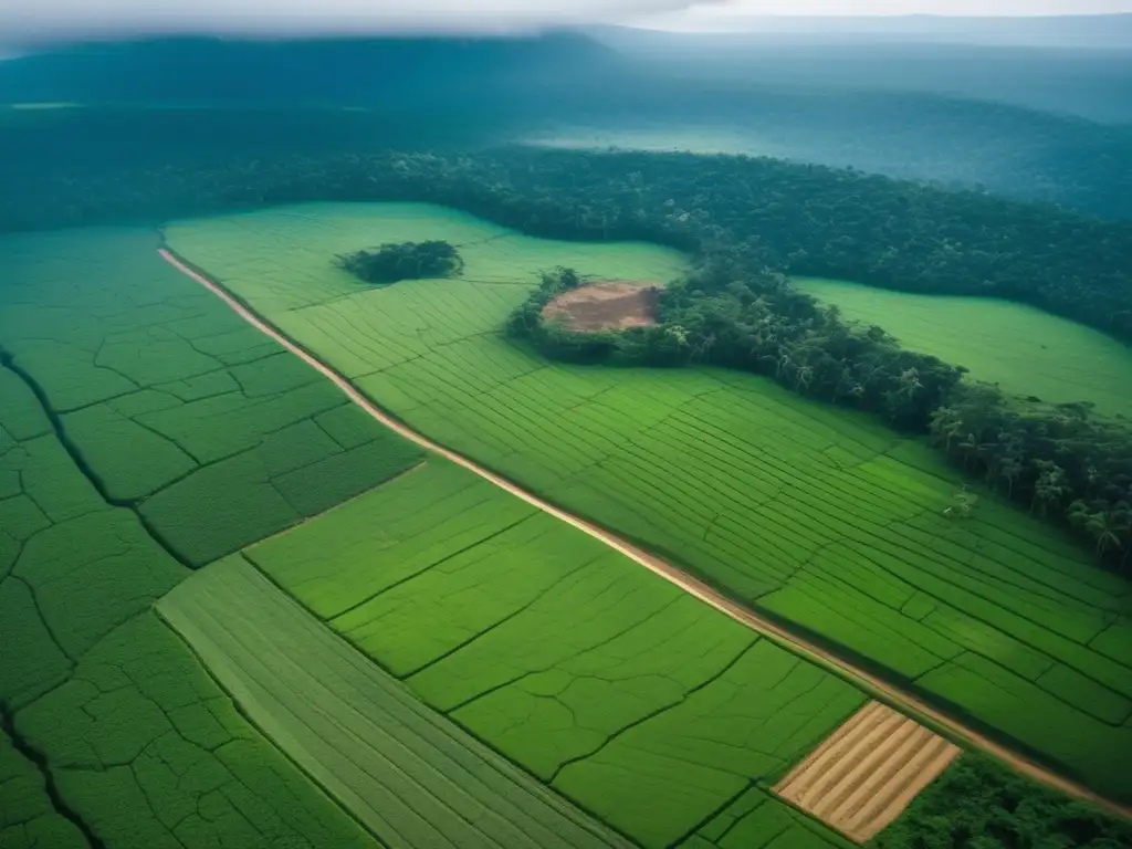 Impacto de la alimentación en la deforestación: contraste desgarrador entre bosque intacto y tierras deforestadas.