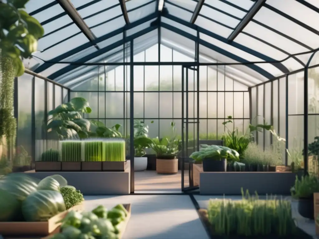 Espectacular invernadero urbano con plantas vibrantes en 8k