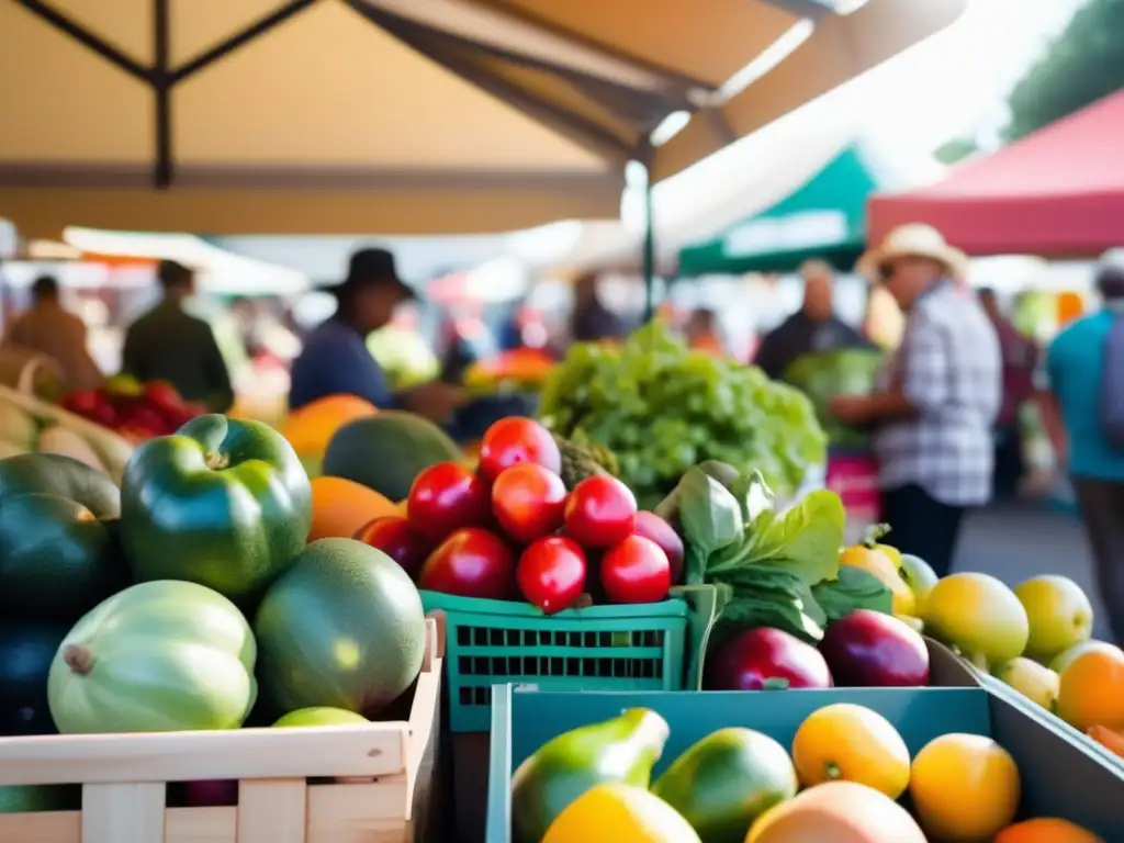 Mercado agrícola vibrante: frutas y verduras orgánicas en alta resolución