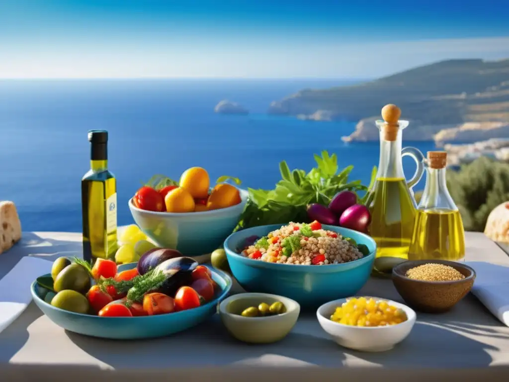 Exquisita mesa mediterránea con vista al mar