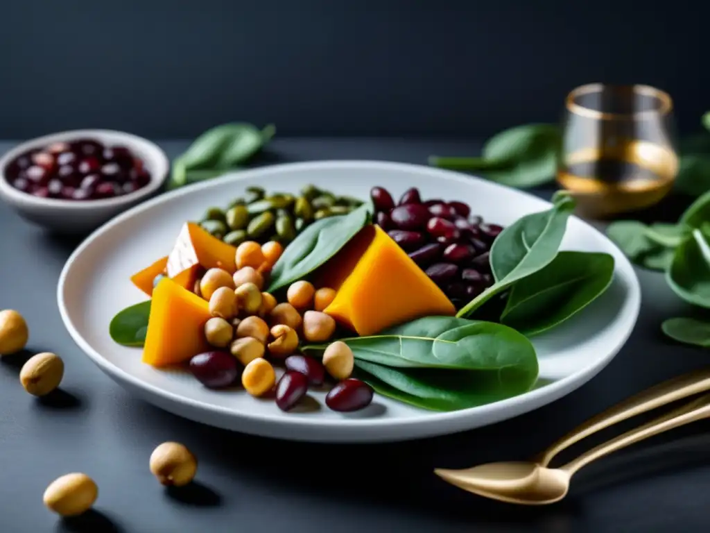 Una presentación exquisita de alimentos ricos en zinc, resaltando sus colores y texturas. <b>Beneficios del zinc para la piel.