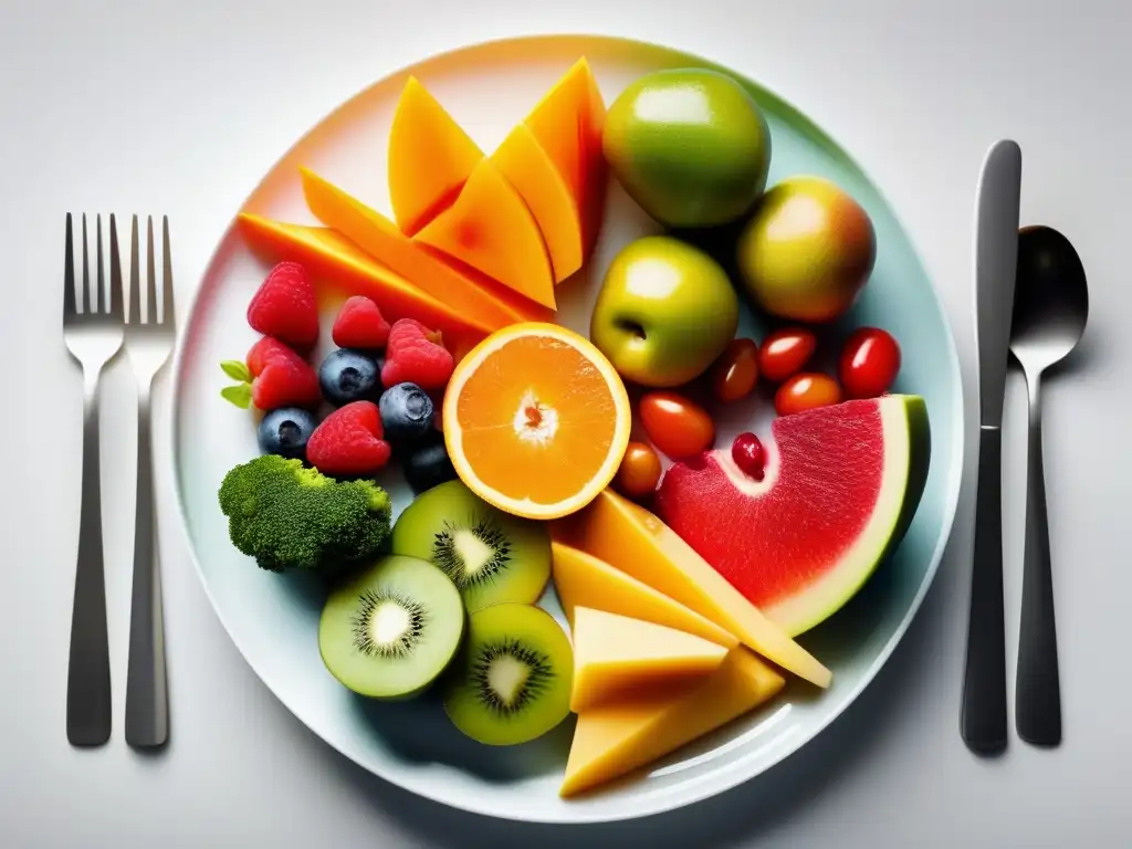 Una presentación moderna y visualmente atractiva de porciones de alimentos equilibradas, para enseñar a los niños a controlar porciones.