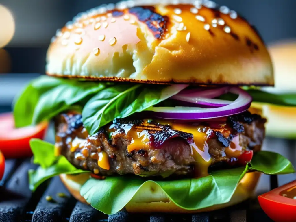 Sabrosa hamburguesa vegana a la parrilla