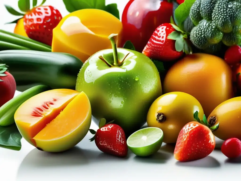 Exuberante variedad de frutas y verduras frescas en la cocina