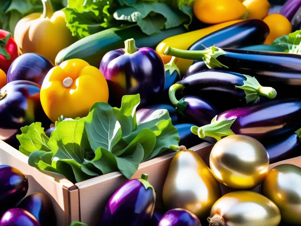 Una vibrante exhibición de frutas y verduras orgánicas en un mercado, resaltando la belleza natural y el ambiente comunitario. <b>Nutrición sostenible bienestar animal.