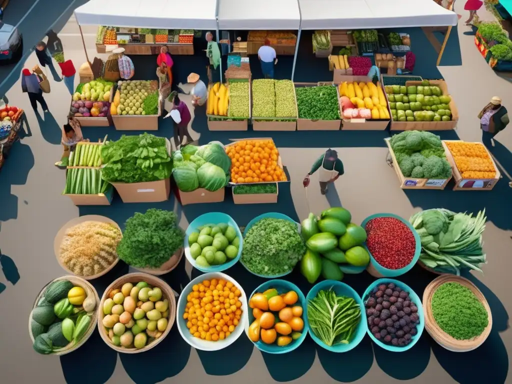 Mercado agrícola vibrante: diversidad y sostenibilidad