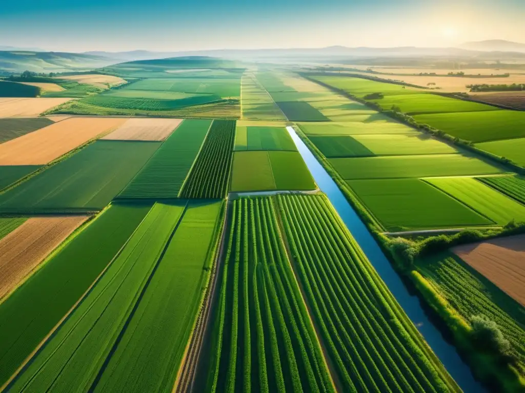 Armonía agrícola: campos verdes y tecnología